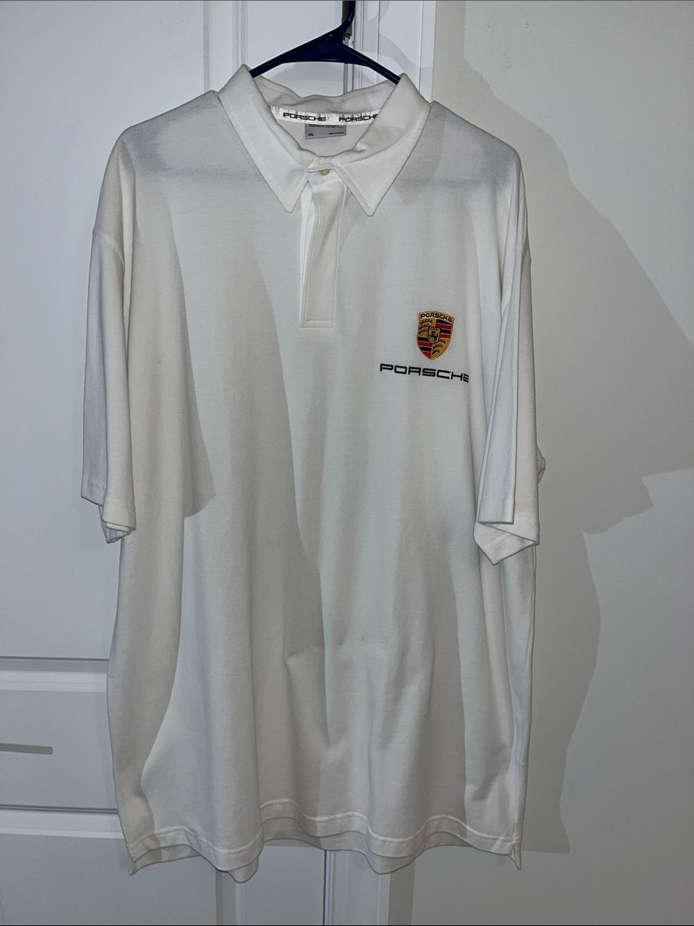New Porsche Design Team Golf Racing Polo Shirt Sewn Emblem White Tall Mens XXLT
